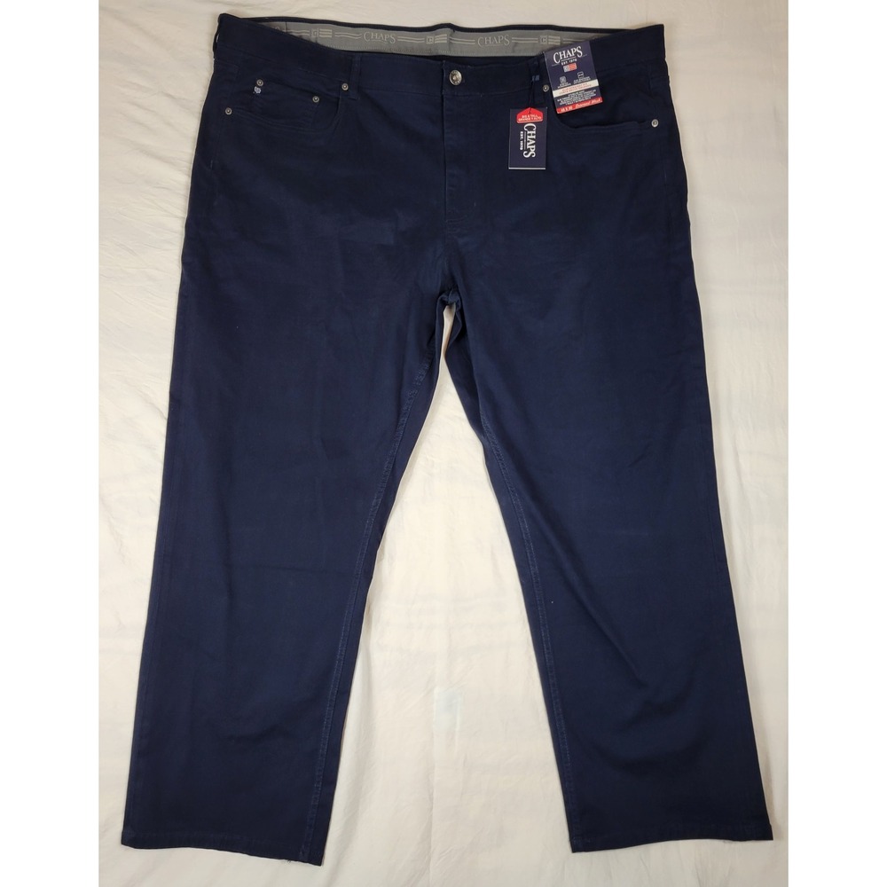 Chaps Mens Slim Straight Fit Stretch Pants 48x30 American Navy Seacoast Wash NWT